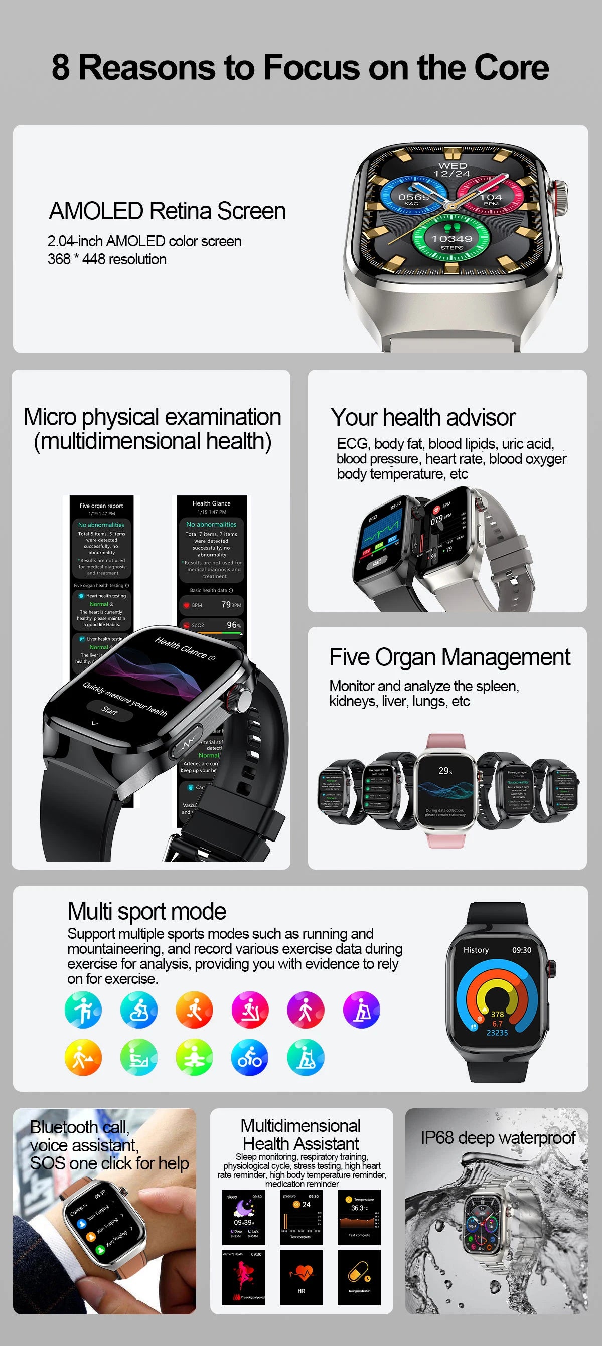 2025 New AI Intelligent Diagnosis ECG+PPG Smartwatch Health Protection Blood Lipids Uric Acid Heart Rate BT Call Smart Watch Men.