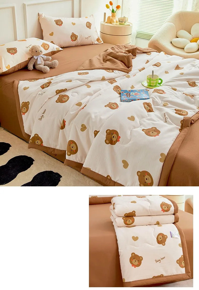 1pc Thin Duvet for Summer Quilt Single/Double/Queen Size Comforter Printed Blanket Home Soft Bedspread edredones (No Pillowcase).