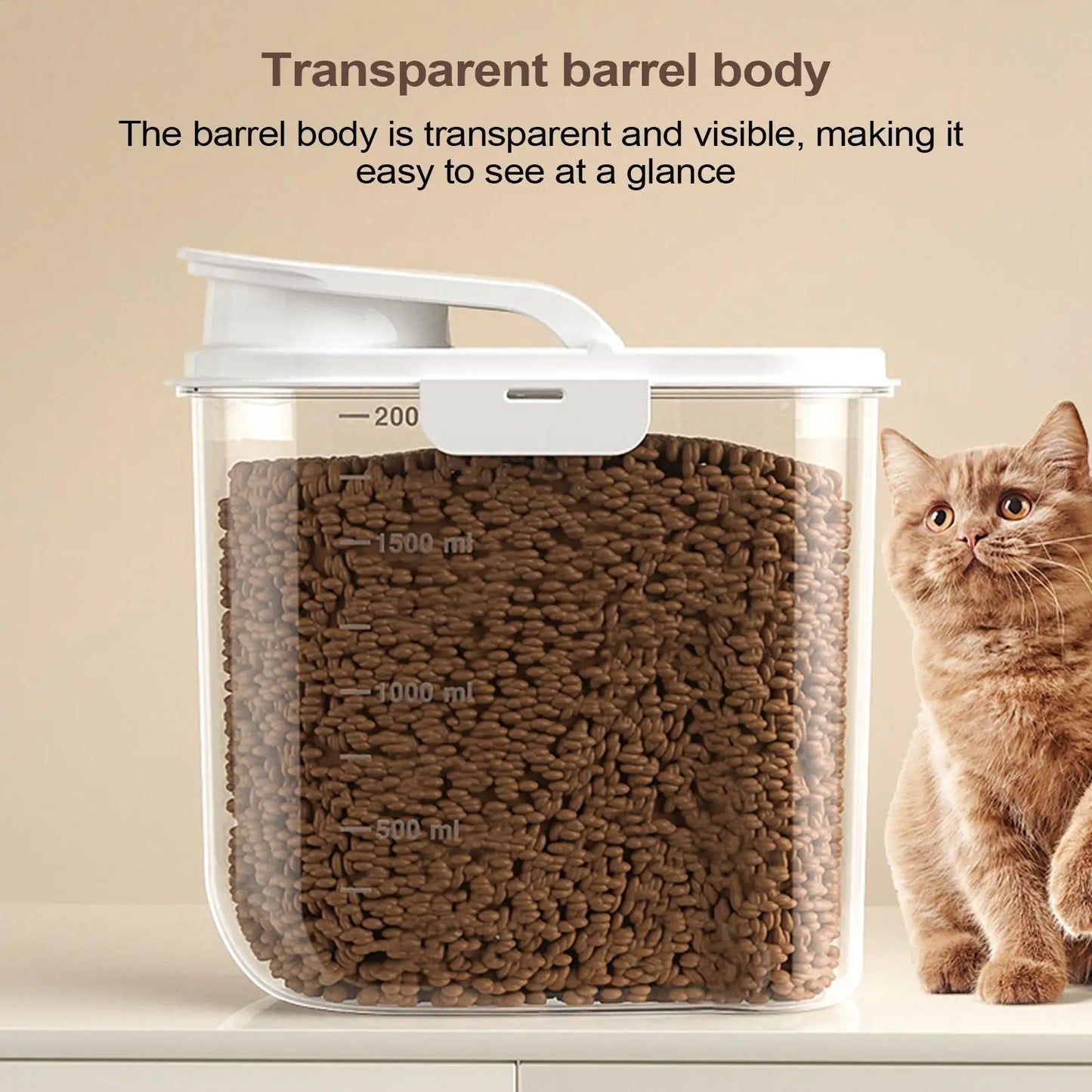 2L Pet Food Container Airtight Pet Food Storage Containers Canister with Lid for Sugar Rice Cereal Nut Pasta Snack Organizer.