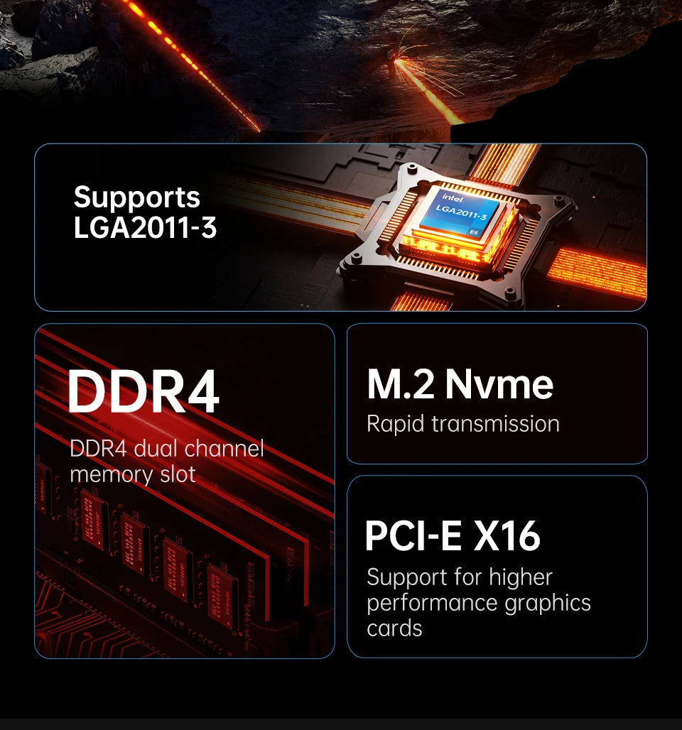 QIYIDA X99 Motherboard Set Kit Xeon LGA2011-3 E5 2680 V4 2x8gb=16GB DDR4 SATA PCI3.0 NVME M.2 X99H5 Gaming Computer.