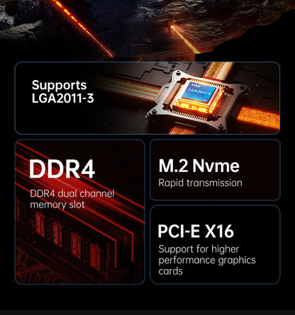 QIYIDA X99 Motherboard Set Kit Xeon LGA2011-3 E5 2680 V4 2x8gb=16GB DDR4 SATA PCI3.0 NVME M.2 X99H5 Gaming Computer.