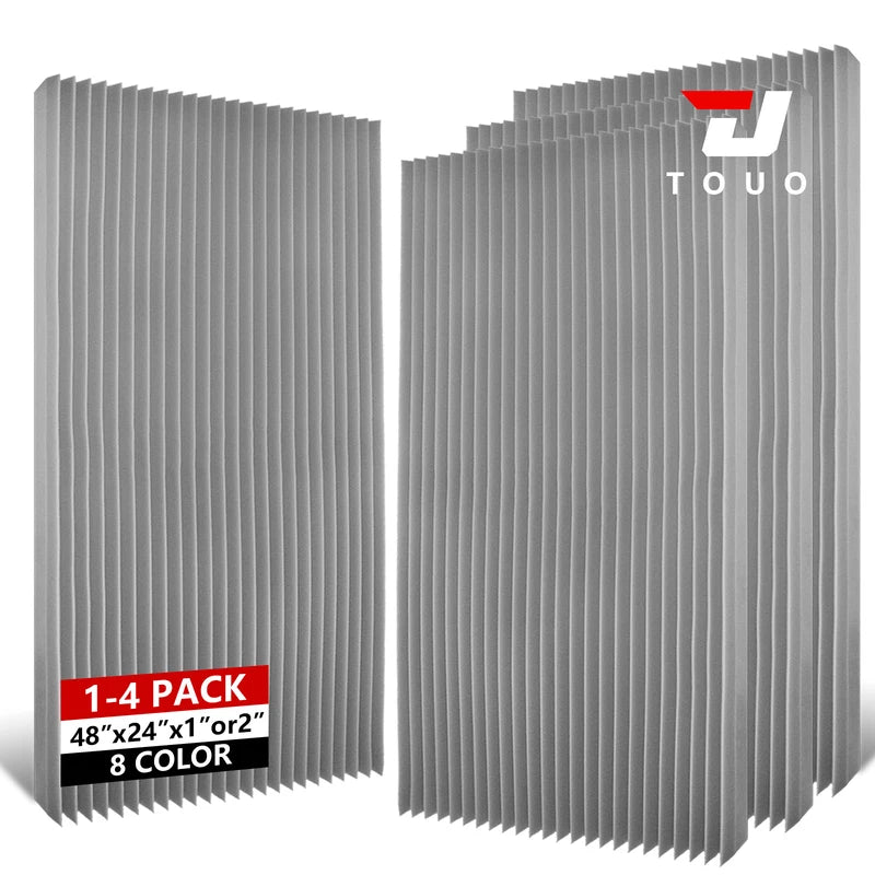 TOUO Acoustic Panels Wedge Foam 47.2"x23.6" 1-4Pack Noise Reducing Soundproof Wall Tiles for Home Theater Bar Studio