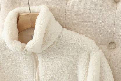 Damen-Fleecemantel, Winter, warm, verdickte Jacke, beidseitig zu tragen, doppelseitige Samt-Korallen-Fleece-Mäntel, Polar-Fleece-Jacken