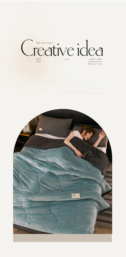 Milk Fleece Autumn Winter Warm Weighted Blankets for Beds European Thickened Beibei Velvet Throw Blanket Warmth Quilt Comforter.