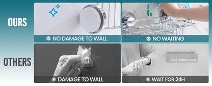 TAILI Dusch-Caddy mit Saugnapf, 2er-Pack mit Haken und Seifenhalter, robuster Badezimmer-Dusch-Organizer, ohne Bohren von Duschregalen