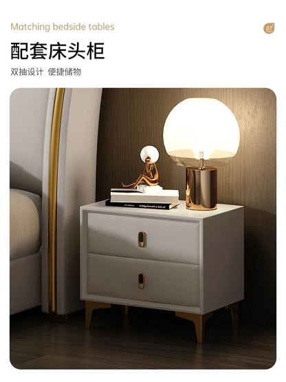 Luxuriöses Doppelbett mit Rahmen, 200 x 200 cm, King-Size-Bett, beleuchtet, 180 x 200, Queen-Size-Bett, luxuriöses, modernes, voll beleuchtetes 2-Personen-Schlafzimmer-Wohnmöbel