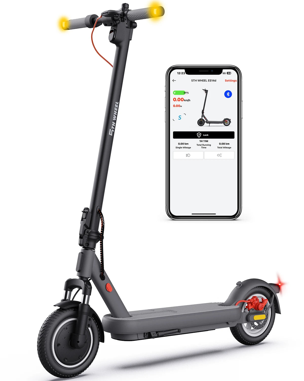 5TH WHEEL ES14 ABE Adult E-Scooter 400W Motor 48V 7.5AH  City Electric Scooter 10" Solid Tires Foldable Electric Scooter.