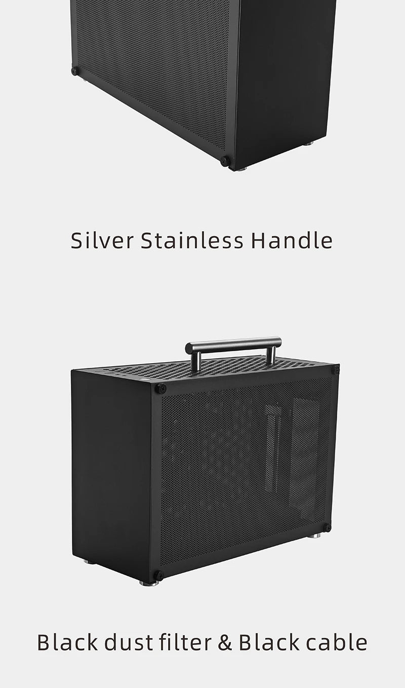 METALFISH T60 Mini ITX Black Case 9L With Acrylic Or Mesh Side Panel and Portable Handle Support SFX PSU/300mm GPU/2*120mm Fan.