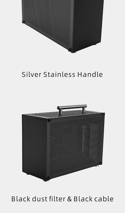 METALFISH T60 Mini ITX Black Case 9L With Acrylic Or Mesh Side Panel and Portable Handle Support SFX PSU/300mm GPU/2*120mm Fan.