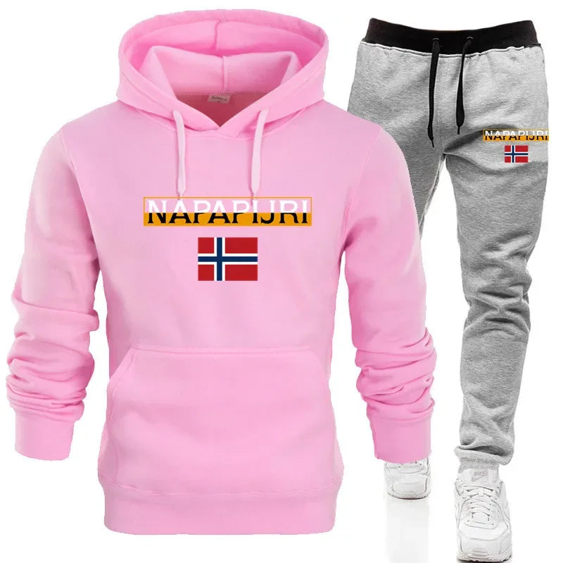 King Print hoodie suit men s casual sportswear fashionable spring and autumn jogging pullover sportswear sweatpants