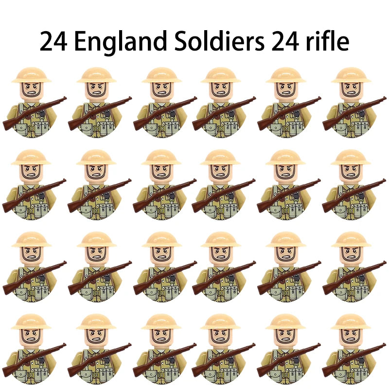 WWII Infantry Military Soldier War National Army Mini Gun Weapon Models Building Blocks Building Blocks Toys for Kids