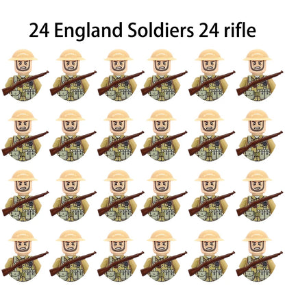 WWII Infantry Military Soldier War National Army Mini Gun Weapon Models Building Blocks Building Blocks Toys for Kids