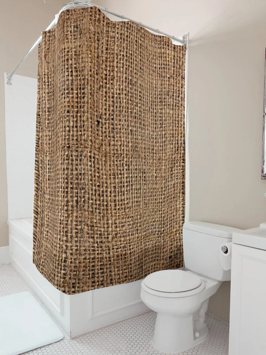 Duschvorhang aus natürlicher Jute, rustikaler gewebter wasserdichter Stoff für Badezimmerdekoration in brauner Farbe (180 x 180 cm), AliExpress