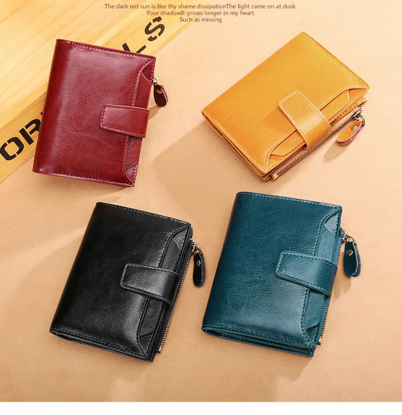 2024 New Short Women Wallets Genuine Leather Zipper Coin Pocket Women Purse Name Engraved Quality Card Holder Kpop Female Wallet.