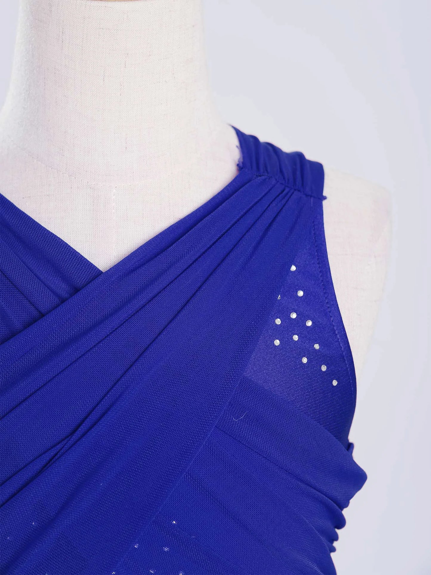 Kinder Mädchen Ärmellose Ausschnitt Strass Eiskunstlauf Trikot Kleid Lyrical Dance Gymnastik Akrobatik Leistung Kostüm.