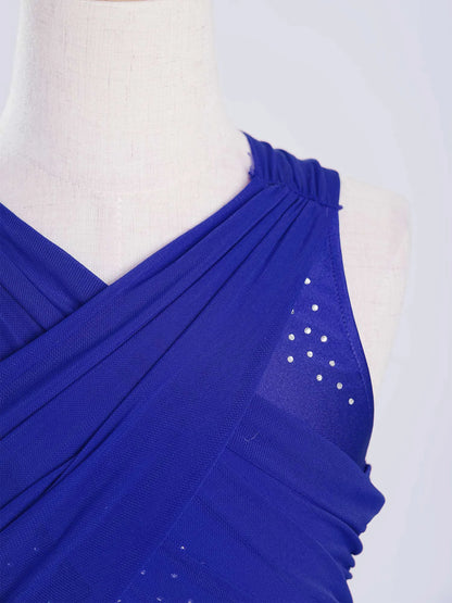 Kinder Mädchen Ärmellose Ausschnitt Strass Eiskunstlauf Trikot Kleid Lyrical Dance Gymnastik Akrobatik Leistung Kostüm.