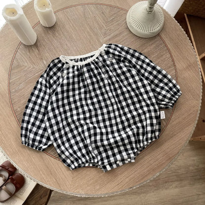 Frühling Herbst Ins Neugeborenen Plaid Langarm Body Lose Junge Baby Onesie Casual Kind Mädchen Baumwolle Strampler Kleinkind Kleidung.