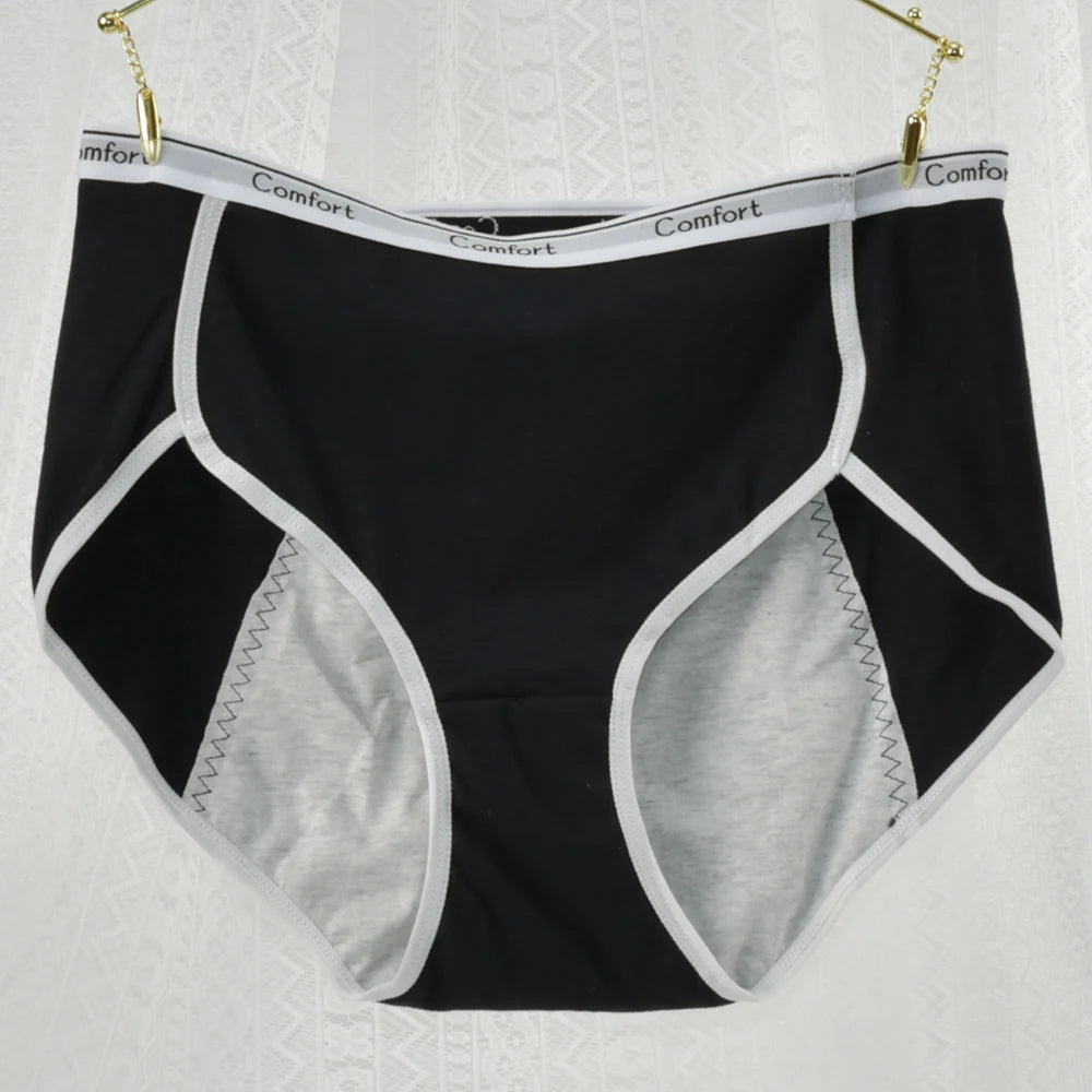 1Pack Women's Period Underwear Mid Waist Anti-Leakage Cotton Panties Comfortable Menstrual Briefs for Teens Ladies Intimates