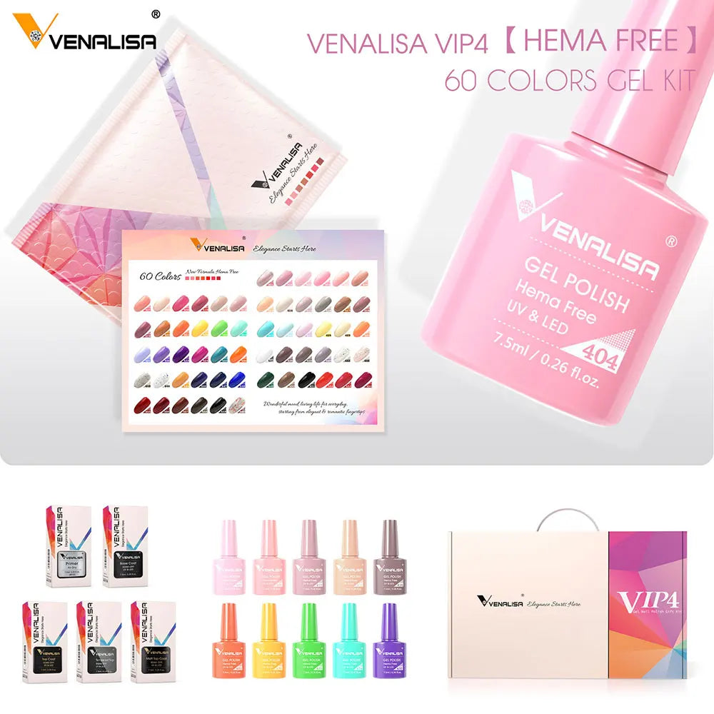 VENALISA VIP4 Kit Nail Gel Polish TPO FREE Full Coverage 36/60 Color Gel Pigment Professional Nail Art Long-lasting Gel Varnish.