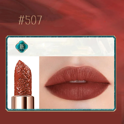 Chinoiserie Carving Lipstick Waterproof Long Lasting Women Velvet Lip Glaze Sexy Women Lip Tint Mud Cosmetics For Gifts