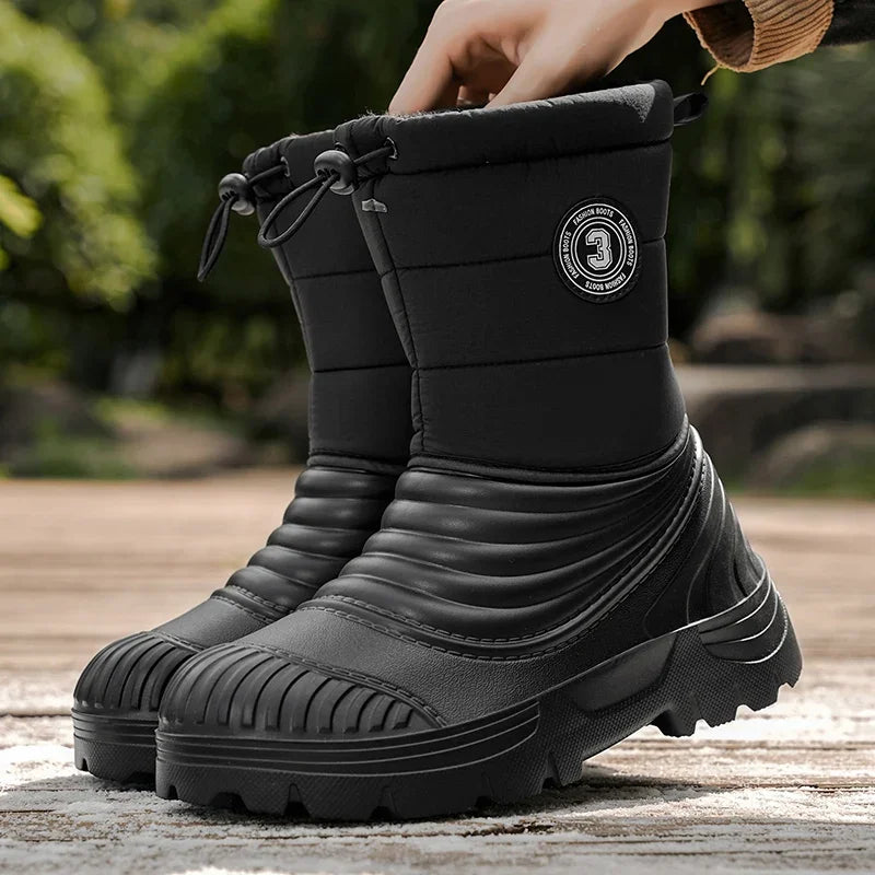 Men's Snow Boots Outdoor Comfortable Fleece-lined Warm Men's Outdoor Hiking Men's Shoes for Men Boots With Short Plush Men Boots.