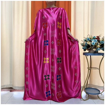 African Abaya For Women Kaftan islamic Clothing With Scarf African Women Dress Inlaid Mubarak Dubai Femme Luxury Muslim Dress.