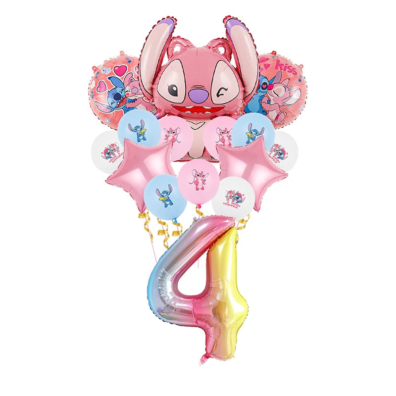 Disney Lilo Stitch Geburtstag Party Dekoration Kinder Stitch Thema Geschirr Set Engel Luftballons Happy Banner Zubehör für Mädchen zugunsten