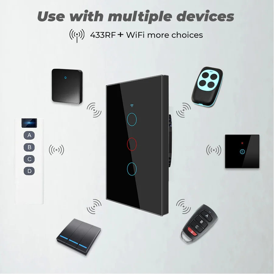 Tuya WiFi Touch Wand Smart Switch 1/2/3 Gang Licht Schalter Ohne Neutral Linie Smart Leben APP Steuerung unterstützung Alexa Google Hause.