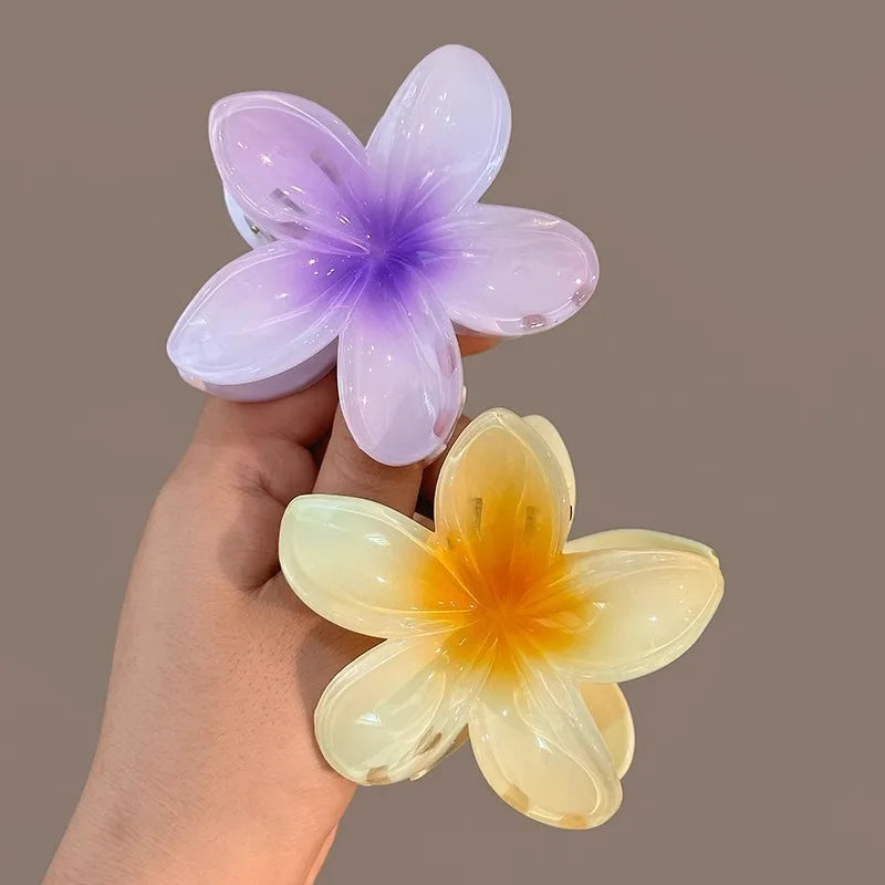 New Hawaiian Gradient Hair Clips Women Flower Hair Claws Shark Hairpins Vacation Beach Style Hairpins Hair Accessories.