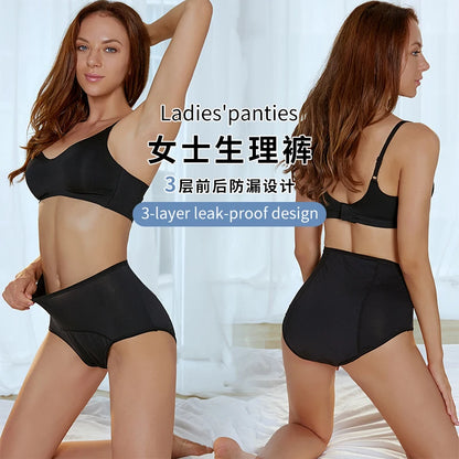 3 Pcs Women's Cotton Briefs Menstruation Underwear Leak Proof Sanitary  With Menstrual Bamboo Fancy Low Waist Slimming Panties.