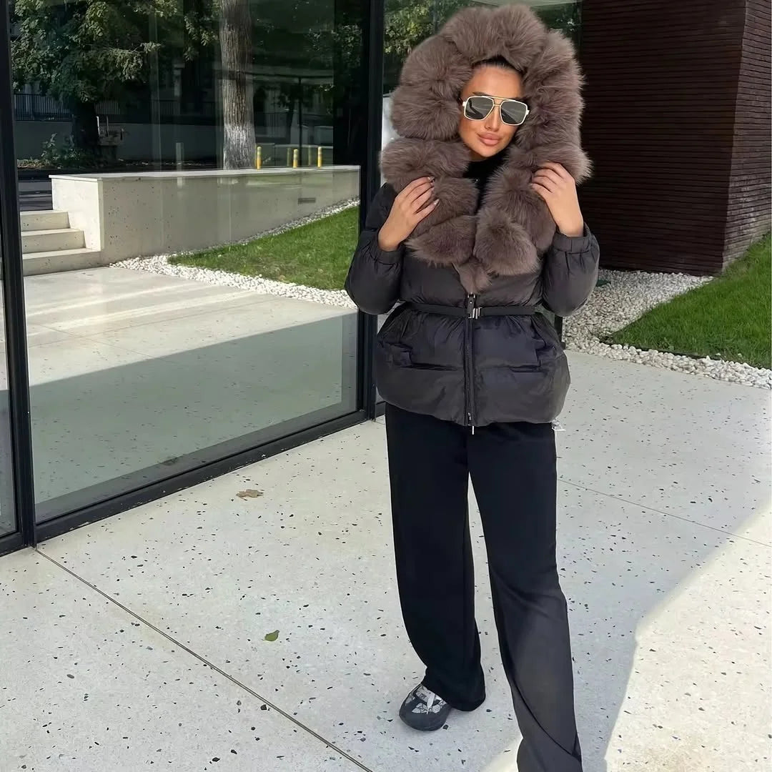 OFTBUY 2025 Winter Kleidung Puffer Jacke Frauen Echt Fox Pelz Mit Kapuze Dicke Warme 90% Weiße Ente Unten Mantel Weibliche Parkas wasserdicht.