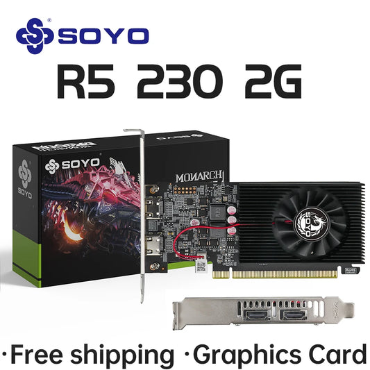 SOYO Graphics Cards R5 230 2G DDR3 64bit HDMI*2 compatibility For Desktop Gaming Computer Components GPU Video Card R5230.
