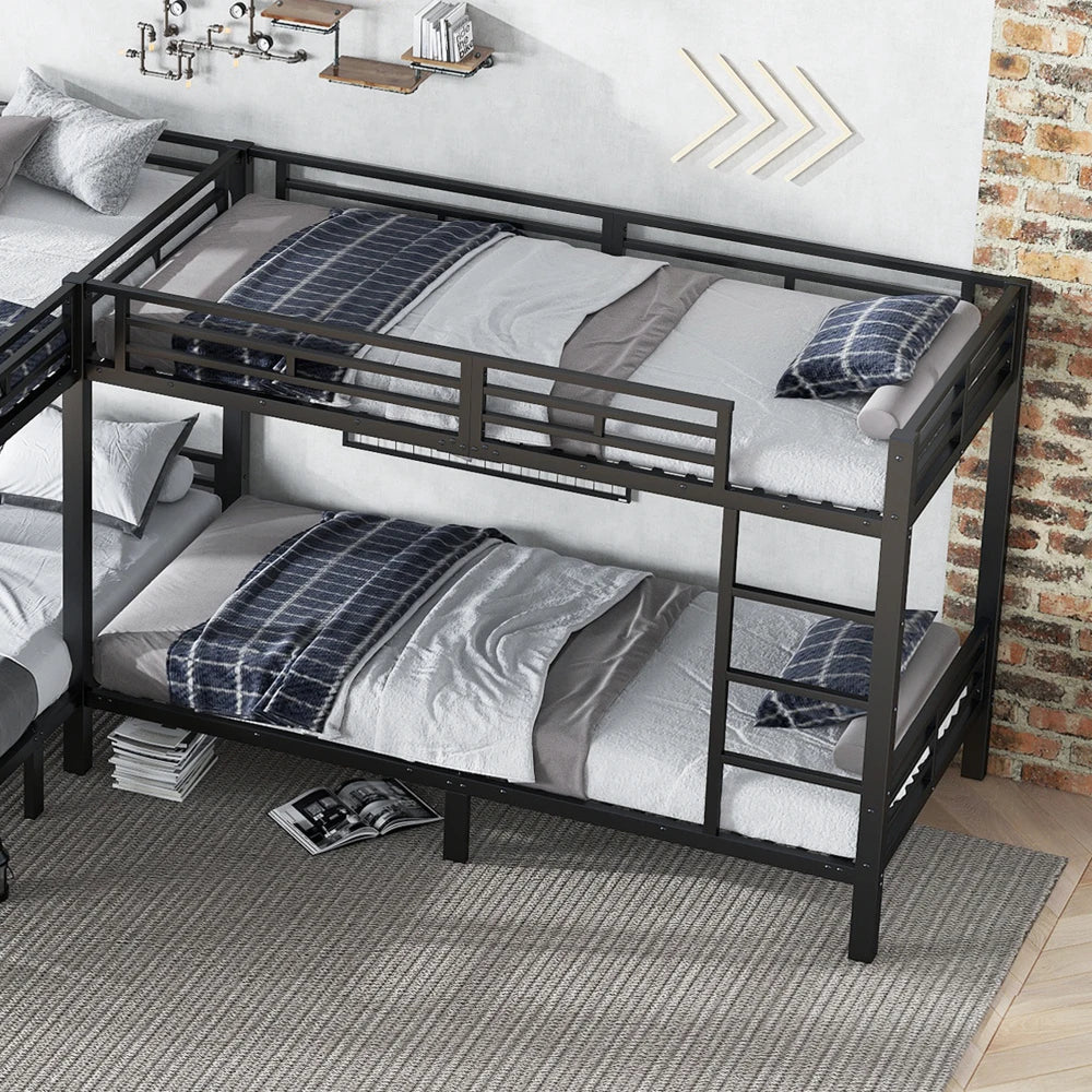 Eisenbett, Etagenbett, dreistufige Leiter, stabiles Gitter, Mehrbettkonfiguration, Betten in verschiedenen Größen, 90 x 200 cm und 140 x 200 cm