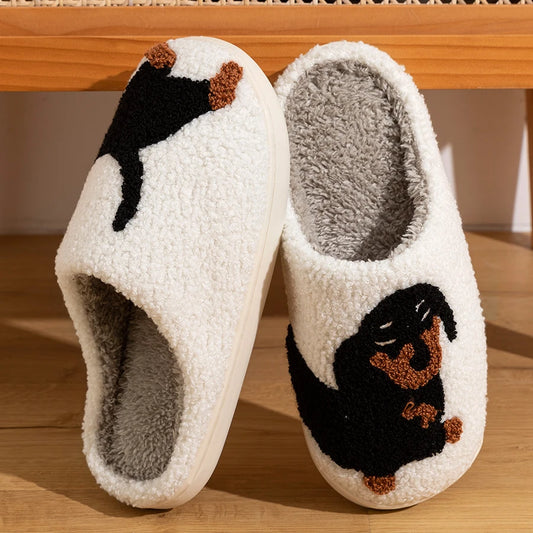 Cartoon niedlich und interessant Dackel Hund Frauen Hausschuhe Indoor warmen Komfort leichtes Schlafzimmer prägnante Winter Baumwolle Schuhe