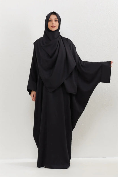 Two Pcs Muslim Abaya Women Jilbab Islamic With Hijab Clothing Dubai Saudi Robe Turkish Modesty Prayer Dresses Kaftans.