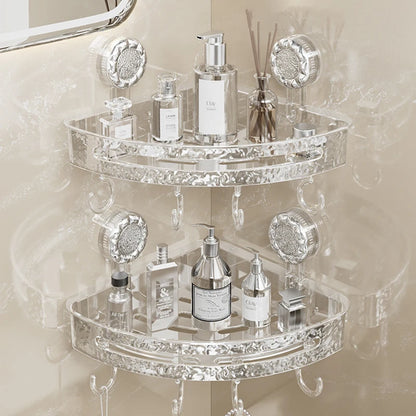 2Pcs Dusche Ecke Regal Wand Saugnapf Lagerung Rack Kein Bohrer Bad Shampoo Kosmetische Veranstalter Halter