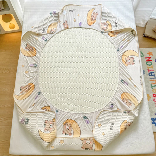 High Quilt Thicken Latex Cooling Mattress Cover Summer Cool Down Soft Bed Mat and Pillowcase Machine Washable Cold Feel Bed Pad.