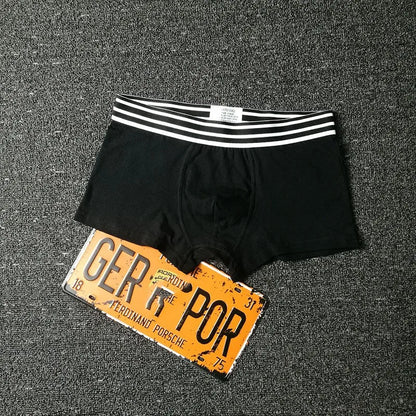 3pcstopmen's Baumwolle Boxer Unterwäsche Herrenmode Streifen gürtel einfarbige Unterhose ultra weiche bequeme Atem männliche Höschen Shorts
