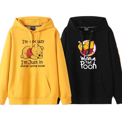 Cartoon Winnie the Pooh Mode einfacher Pullover Damen lockere und bequeme Kapuze vielseitige Paar Freundin Pullover Jacke