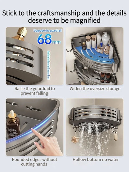 Kein Bohren Aluminium Badezimmer Regal Regale Shampoo Make-up Lagerung Halter Küche Organizer Wand Badezimmer Zubehör