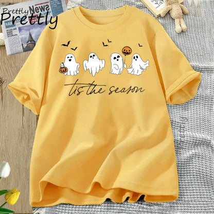 Tis The Season Herbst T-Shirt Süßes Damen-Halloween-T-Shirt Kürbissaison Thanksgiving Herbst-T-Shirt Damenbekleidung.