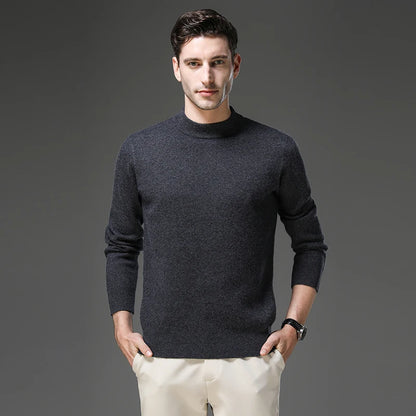 High End Anti-pilling Thick New Fashion Brand Casual Knit Pullover Sweater Half Turtleneck Mens Jumper Designer Clothing