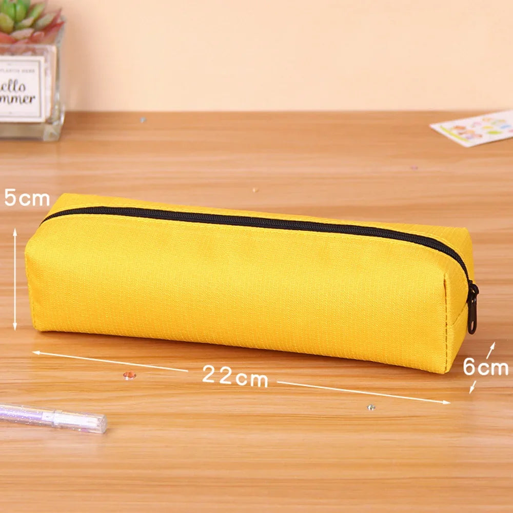 Solid Color Pencil Case Simple Pencil Bags For Student New Stationery School Supplies Kids Gift Zipper Big Cosmetic Bag.