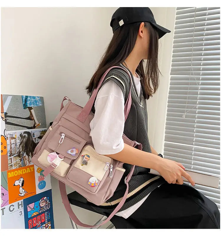 Waterproof Canvas Women Handbags Shoulder Bags Nylon Ladies Tote Messenger Bag Oxford Handbag Cross body Bags for Girls Satchels.