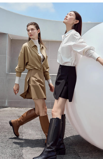 AMII Minimalism Casual Shorts Skirts Women High Rase 2024 Autumn New Fashion Commuter Lady Straight Blazer A-Line Skirt 12343035