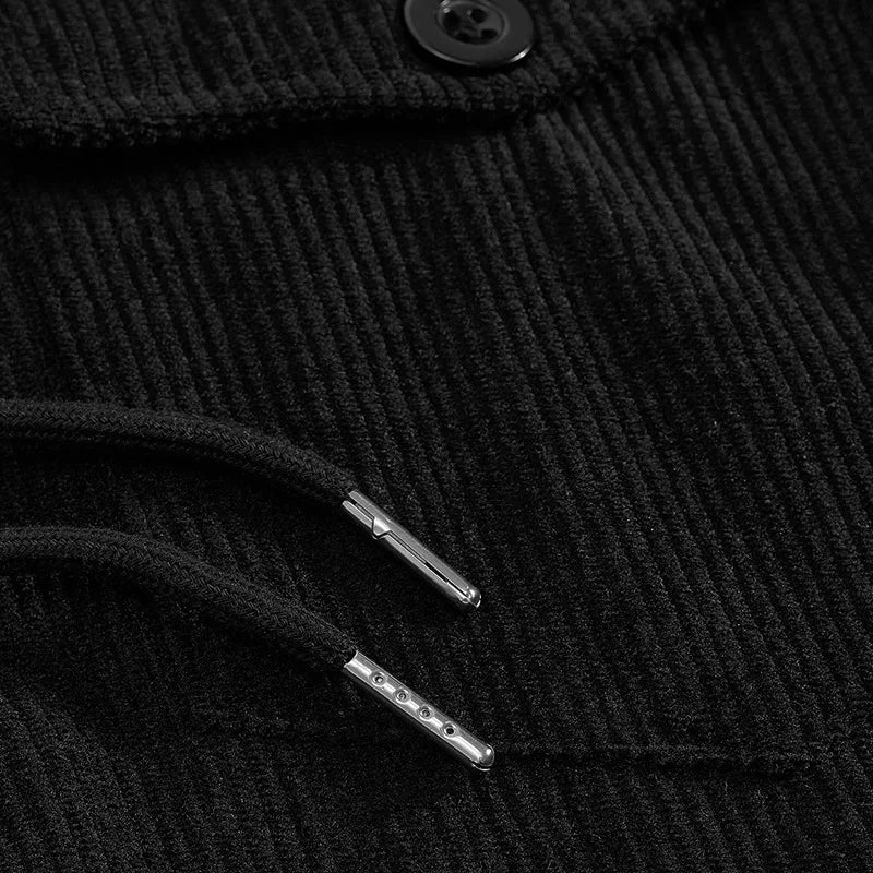 Men's Corduroy Jacket Stand-up Collar Slim Fit Retro Multi-pocket Workwear Commuter Coat for Spring And Autumn