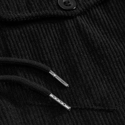 Men's Corduroy Jacket Stand-up Collar Slim Fit Retro Multi-pocket Workwear Commuter Coat for Spring And Autumn