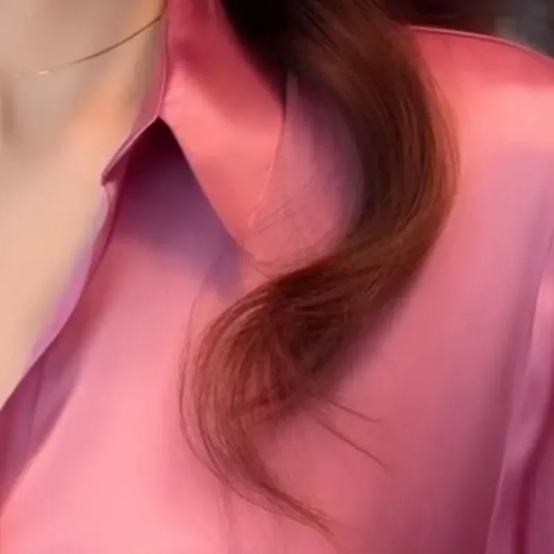 Spring Autumn New Women's Solid Color Polo-Neck Button Elegant Loose Long Sleeve Versatile Commuter French Unique Shirt Tops.