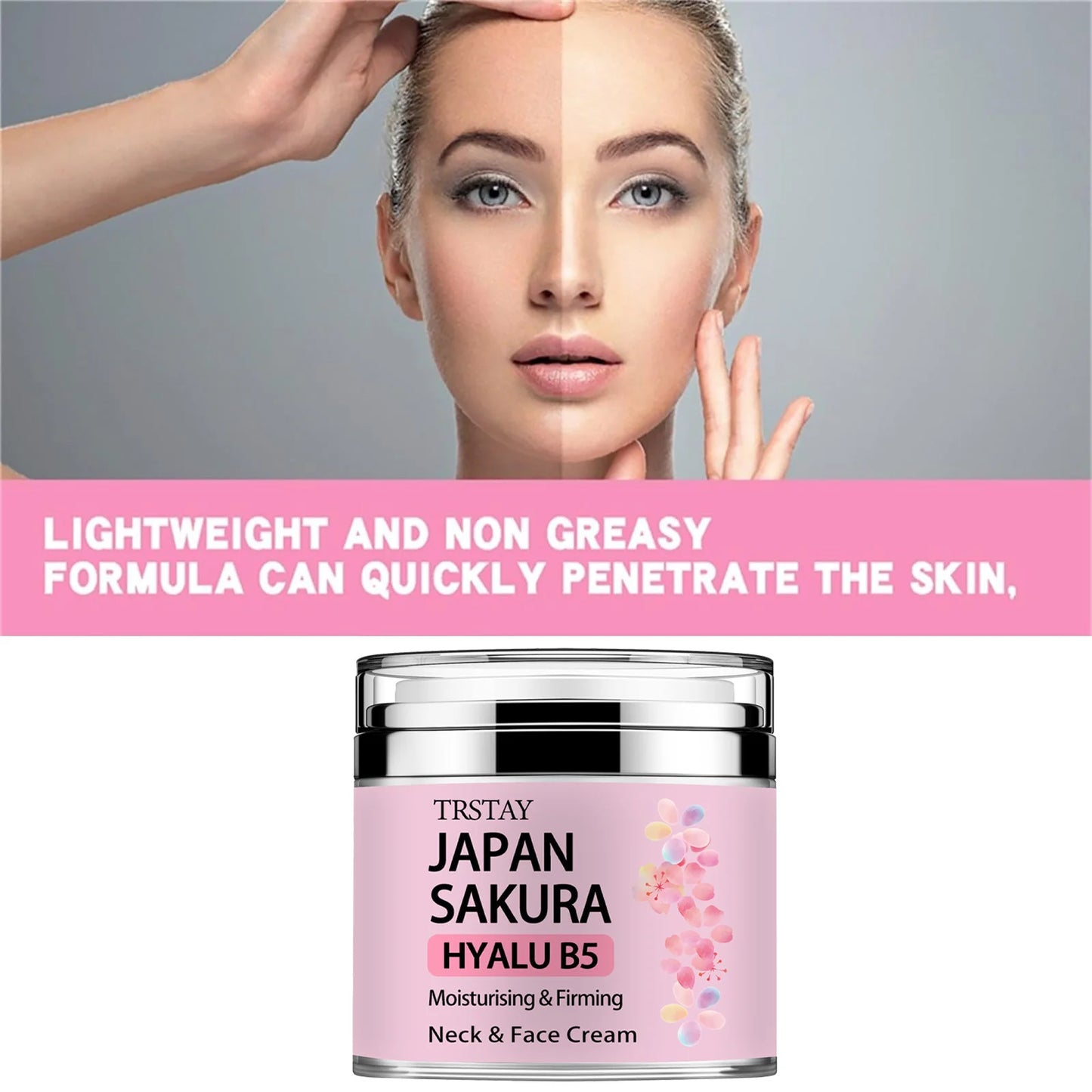 Japan Sakura Essence Cream, Sakura Tone Up Cream with Hyaluronic Acid,.