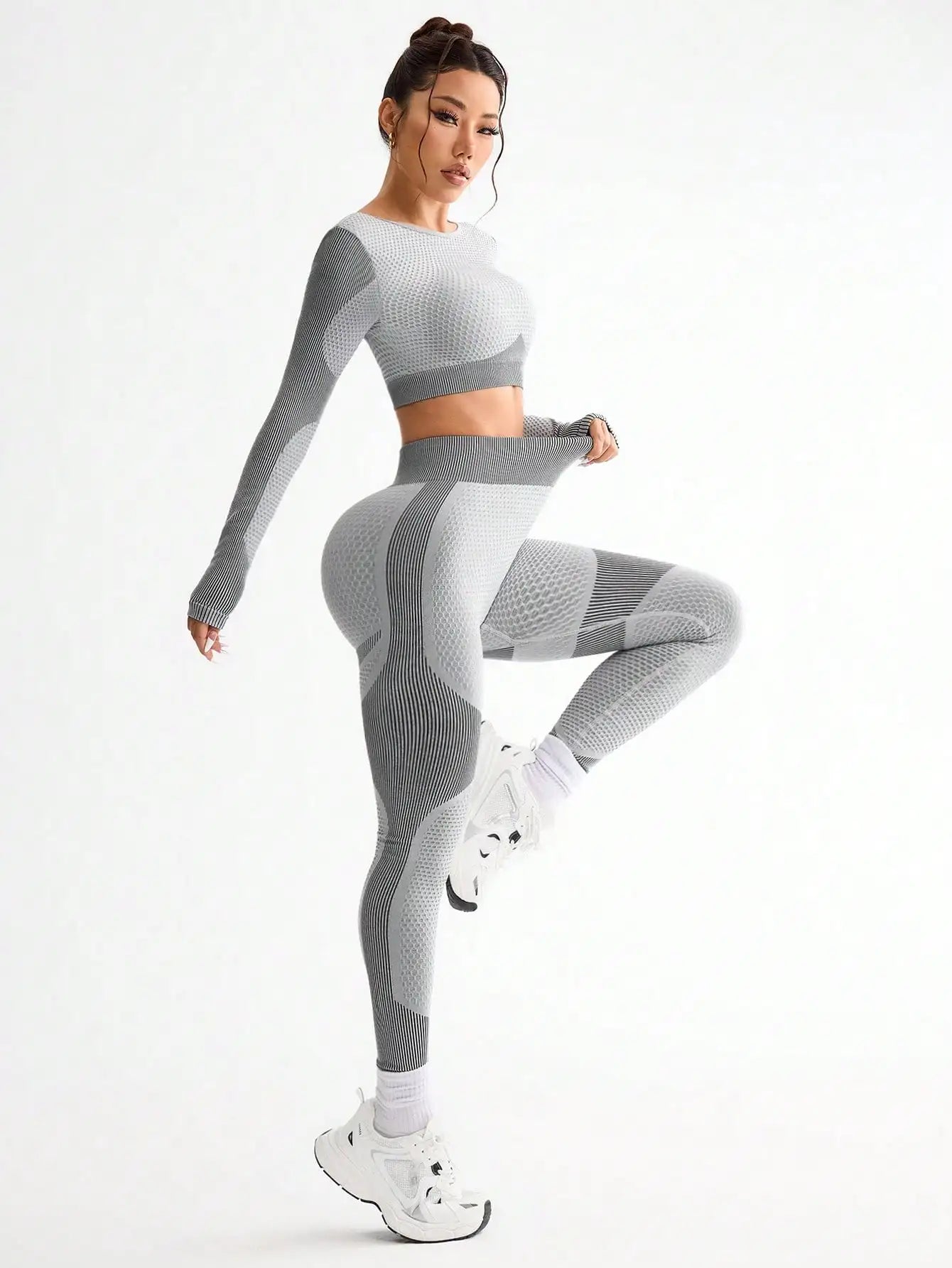 2pcs Hot-selling New Sports Tight Running Breathable Seamless Yoga Suit Women's Outdoor Fitness Suit Women's.